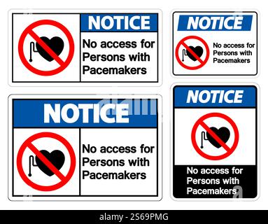 Notice No Access For Persons With Pacemaker Symbol Sign On White Background Stock Vector