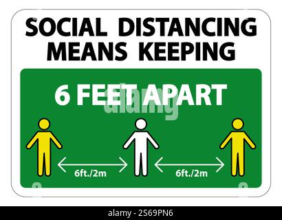 Social Distancing Means Keeping 6 Ft apart Sign Isolate On White Background,Vector Illustration EPS.10 Stock Vector