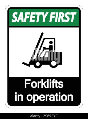 Safety First forklifts in operation Symbol Sign Isolate on transparent ...