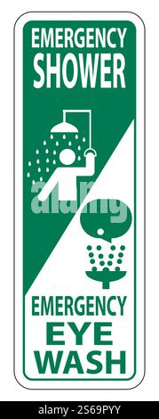 Emergency Shower,Eye Wash Sign Isolate On White Background,Vector Illustration Stock Vector