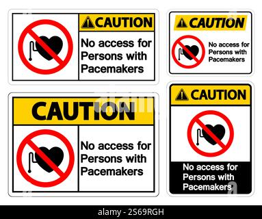 Caution No Access For Persons With Pacemaker Symbol Sign On White Background Stock Vector
