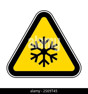 triangle warning sign with snowflake symbol Isolate On White Background,Vector Illustration EPS.10 Stock Vector