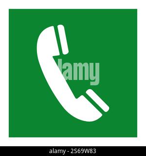 Emergency Telephone Green Symbol Sign Isolate On White Background,Vector Illustration EPS.10 Stock Vector