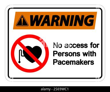Warning No Access For Persons With Pacemaker Symbol Sign Isolate On White Background,Vector Illustration Stock Vector