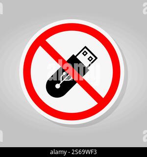 Do Not Use Flash Drive Symbol Sign Isolate On White Background,Vector Illustration Stock Vector