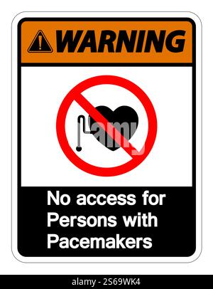 Warning No Access For Persons With Pacemaker Symbol Sign Isolate On White Background,Vector Illustration Stock Vector