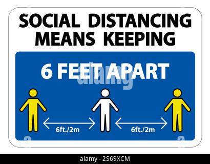 Social Distancing Means Keeping 6 Ft apart Sign Isolate On White Background,Vector Illustration EPS.10 Stock Vector