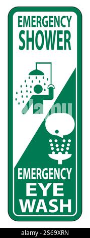 Emergency Shower,Eye Wash Sign Isolate On White Background,Vector Illustration Stock Vector