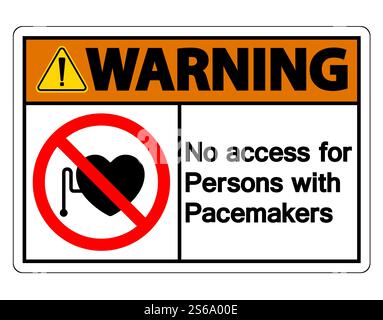 Warning No Access For Persons With Pacemaker Symbol Sign Isolate On White Background,Vector Illustration Stock Vector