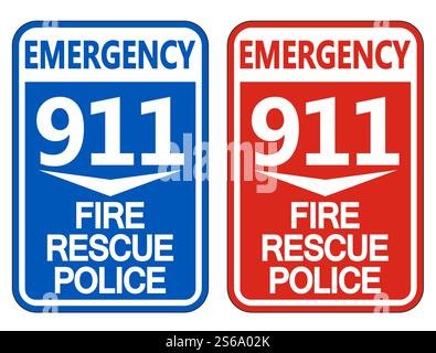 911 Fire Rescue Police Symbol Sign Isolate On White Background,Vector Illustration EPS.10 Stock Vector