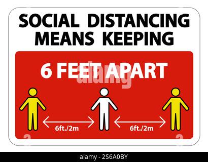 Social Distancing Means Keeping 6 Ft apart Sign Isolate On White Background,Vector Illustration EPS.10 Stock Vector