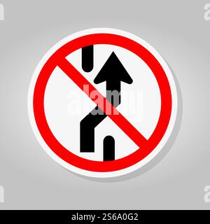 Prohibit Changing Lane, Do Not Go Right, No Change Traffic Lanes To The Right Symbol Sign Isolate On White Background,Vector Illustration Stock Vector