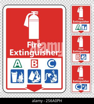Symbol Fire Extinguisher A B C Sign Isolate On transparent Background,Vector Illustration Stock Vector