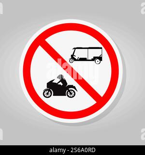 No Tuk Tuk Thailand Or Rickshaw Three Wheeled Tricycle,Motorcycles,Traffic Sign Isolate On White Background,Vector Illustration Stock Vector