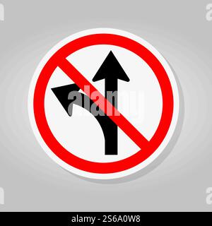 Prohibit Proceed Straight or Turn Right Road Sign Isolate On White Background,Vector Illustration Stock Vector