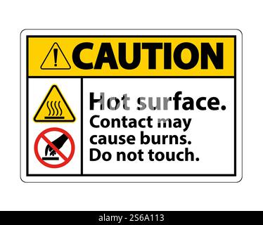 Caution Hot Surface Do Not Touch Symbol Sign Isolate on White Background,Vector Illustration Stock Vector