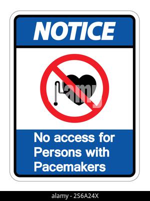 Notice No Access For Persons With Pacemaker Symbol Sign Isolate On White Background,Vector Illustration Stock Vector