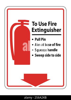 Symbol How To Use Fire Extinguisher Sign Isolate On White Background,Vector Illustration Stock Vector