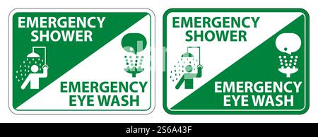 Emergency Shower,Eye Wash Symbol Sign Isolate On White Background,Vector Illustration EPS.10 Stock Vector