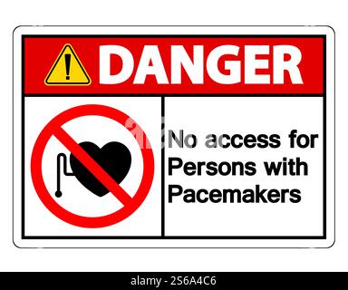 Danger No Access For Persons With Pacemaker Symbol Sign Isolate On White Background,Vector Illustration EPS.10 Stock Vector