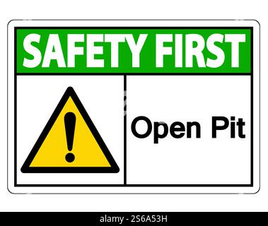 Safety first Open Pit Symbol Sign Isolate On White Background,Vector ...