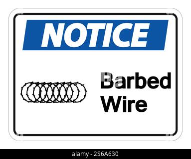 Notice Barbed Wire Symbol Sign On White Background,Vector Illustration Stock Vector