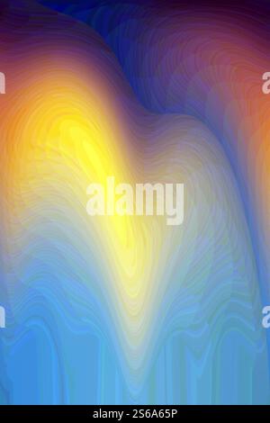 Abstract textured blue and yellow background, psychedelic pattern with beautiful smooth lines. Dynamic natural forms. Gradient Stock Photo