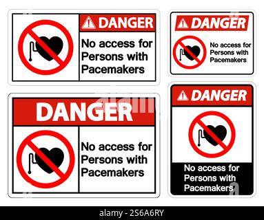 Danger No Access For Persons With Pacemaker Symbol Sign On White Background Stock Vector