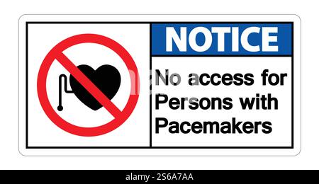 Notice No Access For Persons With Pacemaker Symbol Sign Isolate On White Background,Vector Illustration Stock Vector