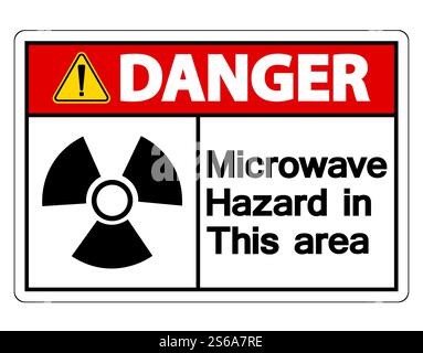 Danger Microwave Hazard Sign on white background,Vector llustration Stock Vector