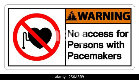 Warning No Access For Persons With Pacemaker Symbol Sign Isolate On White Background,Vector Illustration Stock Vector