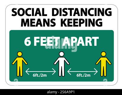 Social Distancing Means Keeping 6 Ft apart Sign Isolate On White Background,Vector Illustration EPS.10 Stock Vector