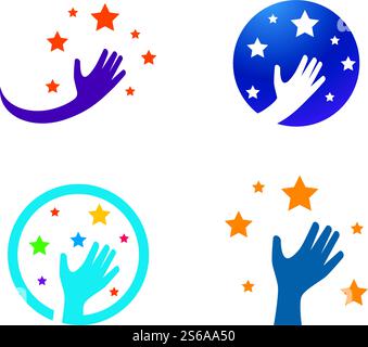 Hand and star logo illustration vector design Stock Vector
