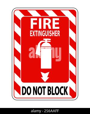 Fire Extinguisher Do Not Block sign on white background Stock Vector