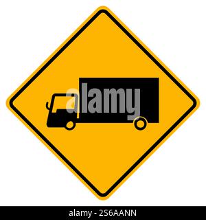 Warning Truck Traffic Road Yellow Symbol Sign Isolate on White Background,Vector Illustration EPS.10 Stock Vector