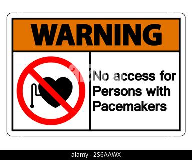 Warning No Access For Persons With Pacemaker Symbol Sign Isolate On White Background,Vector Illustration Stock Vector