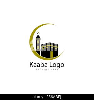 Kaaba mecca symbol logo illustration design template Stock Vector