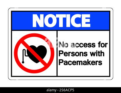 Notice No Access For Persons With Pacemaker Symbol Sign Isolate On White Background,Vector Illustration Stock Vector