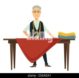 Man dressmaker work on sewing machine design new clothes line in ...