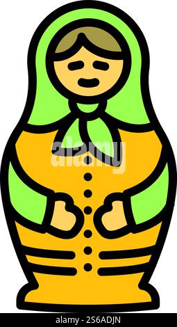 Toy nesting doll icon. Outline toy nesting doll vector icon for web design isolated on white background. Toy nesting doll icon, outline style Stock Vector