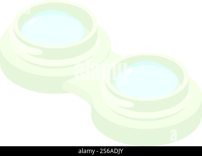 Contact lens case icon. Isometric of contact lens case vector icon for web design isolated on white background. Contact lens case icon, isometric style Stock Vector