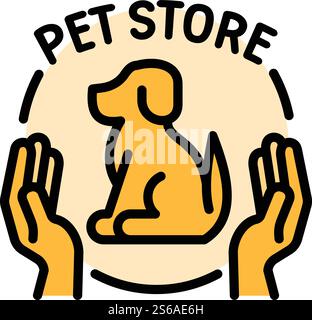 Keep care dog store logo. Outline keep care dog store vector logo for web design isolated on white background. Keep care dog store logo, outline style Stock Vector