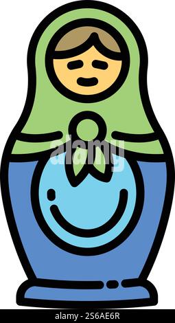 Traditional nesting doll icon. Outline traditional nesting doll vector icon for web design isolated on white background. Traditional nesting doll icon, outline style Stock Vector