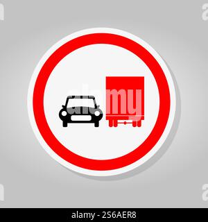 Prohibit Truck Do Not Overtake Traffic Road Sing Isolate On White Background,Vector Illustration Stock Vector
