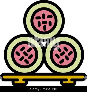 Sushi roll stand icon. Outline sushi roll stand vector icon for web design isolated on white background. Sushi roll stand icon, outline style Stock Vector