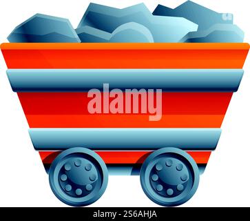 Metallurgy minning cart icon. Cartoon of metallurgy minning cart vector icon for web design isolated on white background. Metallurgy minning cart icon, cartoon style Stock Vector