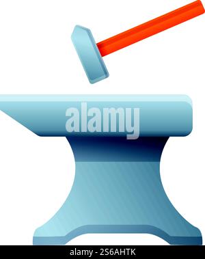Hammer anvil icon. Cartoon of hammer anvil vector icon for web design isolated on white background. Hammer anvil icon, cartoon style Stock Vector
