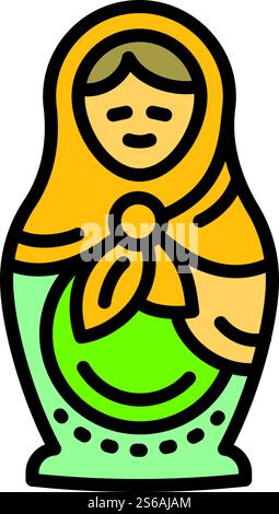 Nesting doll icon. Outline nesting doll vector icon for web design isolated on white background. Nesting doll icon, outline style Stock Vector