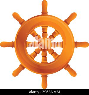 Ship wheel icon. Cartoon of ship wheel vector icon for web design isolated on white background. Ship wheel icon, cartoon style Stock Vector