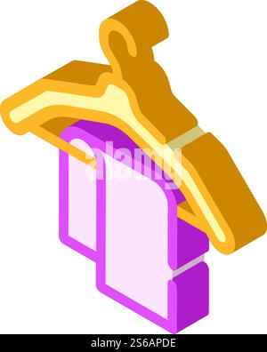 towel on hanger isometric icon vector. towel on hanger sign. isolated symbol illustration. towel on hanger isometric icon vector illustration Stock Vector